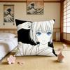 Soft Skin Friendly Anime Girl Cushion Cover Black White Line Art Double Sided Print For Home Decor Polyester Fabric Comfortable