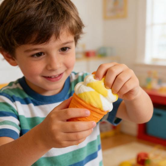Ice Cream Cone Squeeze Toy Slow-Rising PU Fidget for Stress Relief Soft