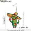 2D Flat Acrylic Cute Cactus Drop Earrings, Suitable As A Holiday Gift for Women, Cactus Festival Party Decoration Jewelry.