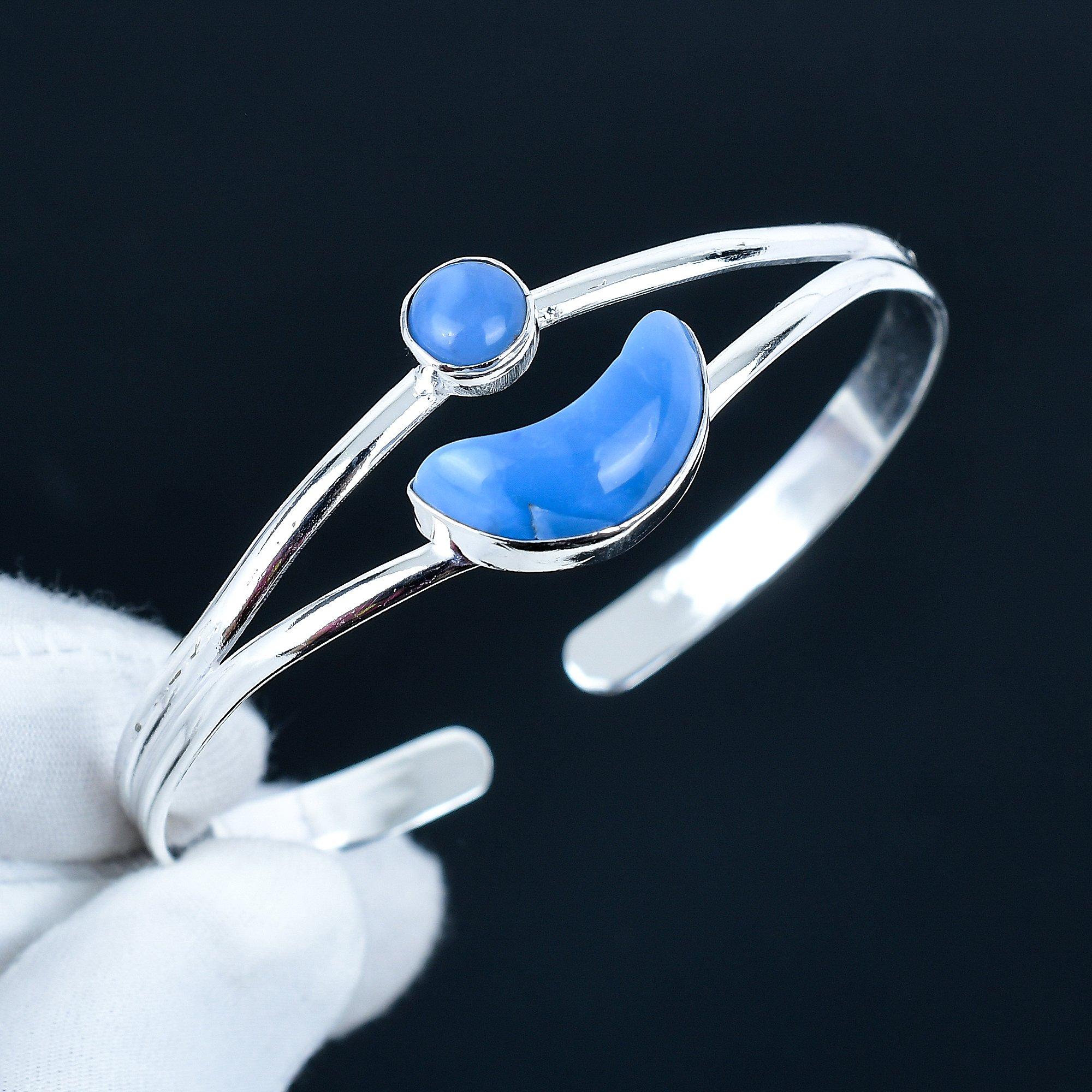 

Изящный браслет-манжета ручной работы с драгоценным камнем опал Оуайхи, браслет-манжета из стерлингового серебра 925 пробы, браслет с опалом Оуайхи для жены, унисекс-браслет, свадебный подарок 7 синий