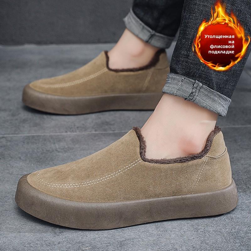 Herenschoenen Winter Nieuw Grote Maat Warm Outdoor Pluche Casual Schoenen Britse Stijl Comfortabel Trendy Skateboardschoenen