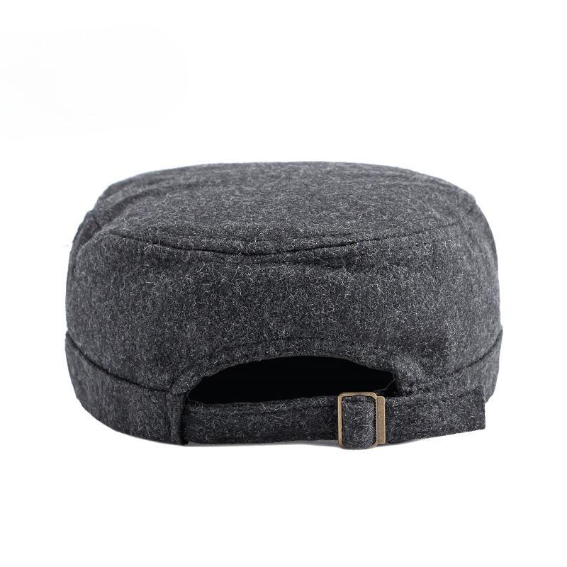 Unisex Winter Warm Woolen Military Cap Retro Flat Top Hat for Men Women Fashion Curved Brim Navy Sailor Cap Casual Peaked Hat