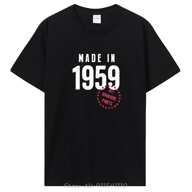 Made In 1959 All Parts Tshirt Funny Birthday Retro Tshirt Mens Clothing Unisex Tshirt Casual Tops Tees S