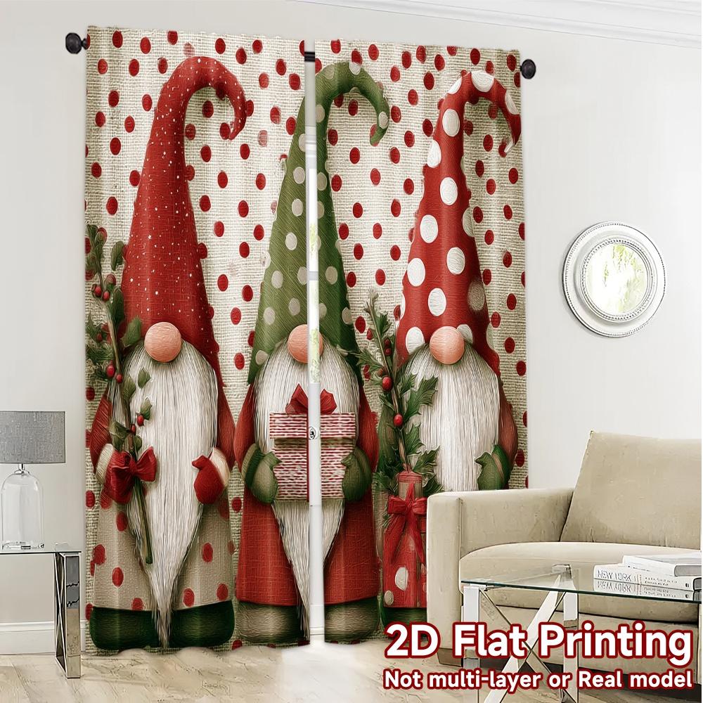 2D Flat Printing  JIT 2pcs   Curtains (Without Rod) Festive Gnomes (3) Popular Creative Curtains Versatile Fabric Curtains All