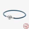 925 Sterling Silver Basic Snake Chain Fiori Blu Ondulato Slider Bracciali Adatti Originale Marchio Charms Donne Ragazza Fai da Te Creazione Gioielli