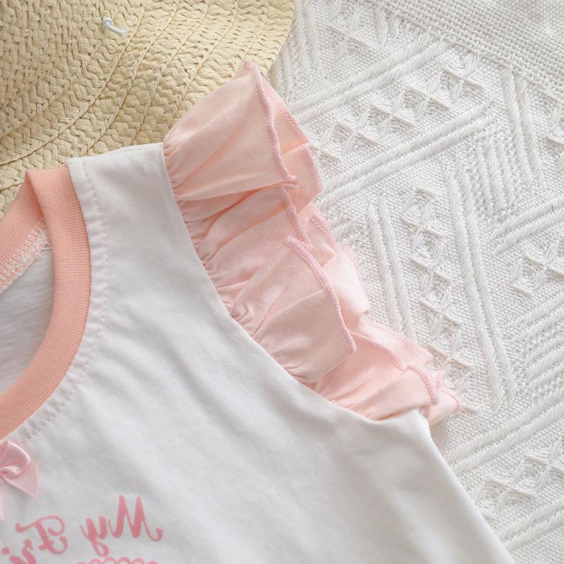 Girls' Summer Pajama Set: Cute Lantern Pumpkin Pants and Tulip Vest