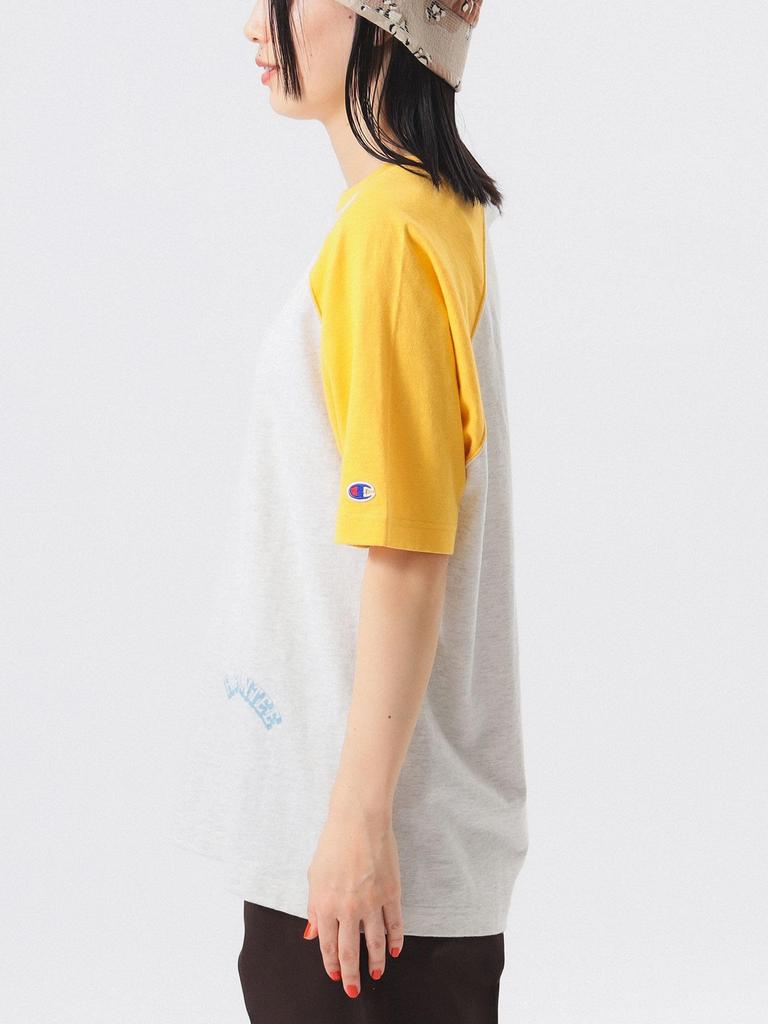 Beams Boy TEE Champion Print Raglan Size S S/S [Special Order] T-Shirt, Women's, Gray,