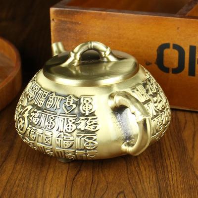 Teekanne mit Messing-Fu-Zeichen, Büro-Teeset, Heimdekoration, Ornament, Teekessel zum Teetrinken, Landschaft, Willensstärke, Baifu-Kanne