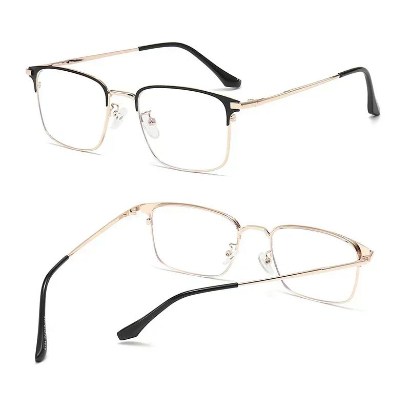 Plain Glasses Metal Full Rim Glasses Men Rectangle Prescription Eyeglass Frames For Optical Lenses Anti Blue Light