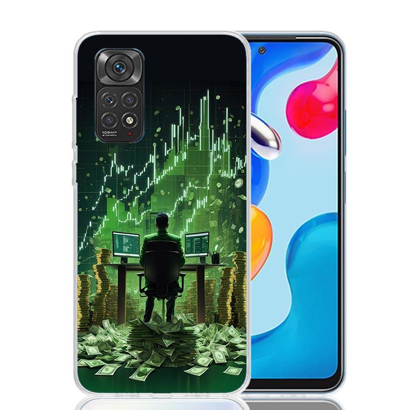 Trade Investment Forex Stock Market Phone Case For Xiaomi Redmi Note 15 14 13 12S 12 Pro Plus 11S 11E 11 11T 10S 10 Art Soft Pat