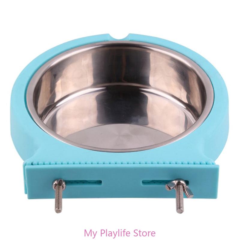 

Миски для ящиков для домашних животных, миска для собак, съемная подвесная кормушка из нержавеющей стали для еды и воды для собак, клеток для кошек, будок синий