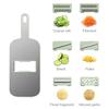 Grater with Drain Basket Vegetable Chopper with Container Stainless Steel Multifunctional Grater with 6 Blades for Efficient