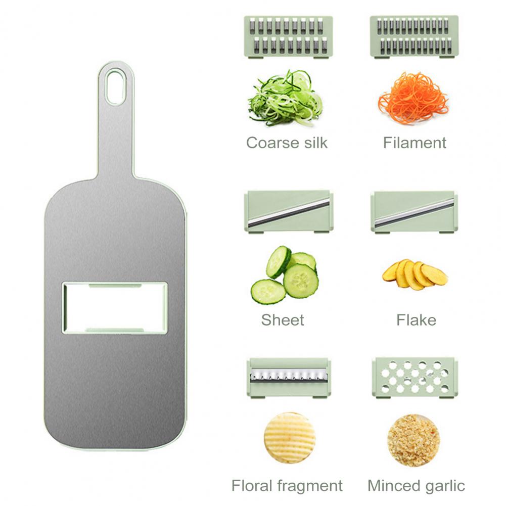 Grater with Drain Basket Vegetable Chopper with Container Stainless Steel Multifunctional Grater with 6 Blades for Efficient