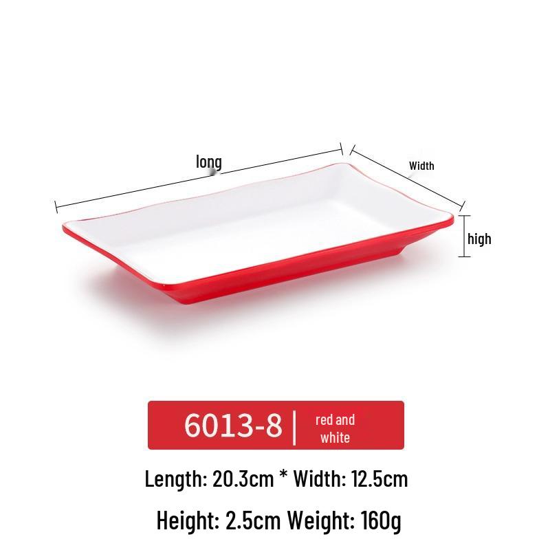 Melamine Rectangular Imitation Porcelain Plate for Hot Pot, Sushi, BBQ & Hotel Tableware.