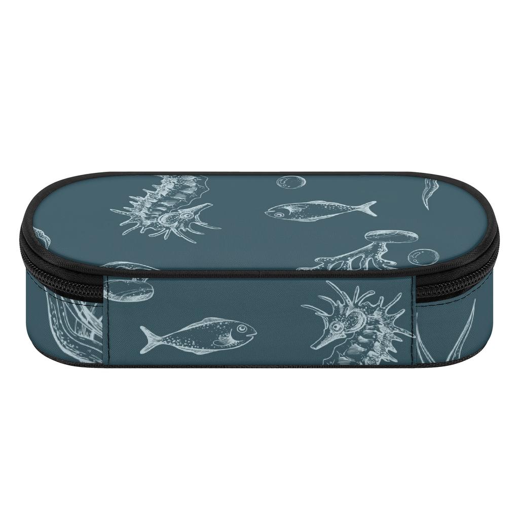 Pen Case Large Capacity Zipper Closure 300D Polyester with Main Pocket Mesh Layer and Removable Pen Divider for Classroom Use