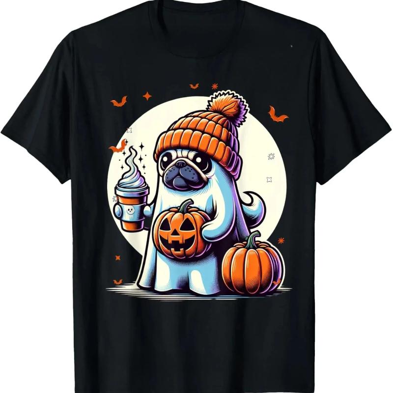 

Retro Pug UFO Fun Pattern T-shirt, Humorous Street Style Short Sleeve Women Clothing Fashion Graphic T Shirts Summer Streetwear XL