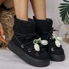 Fashion Winter Snow Boots Women's Warm Padded Fluffy Cotton Booties Ankle High Cross Strap Leisure Platform Non-slip Women's Boots