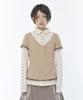 HUG YOUR SKIN Flower Shirt Layered Top (Beige)