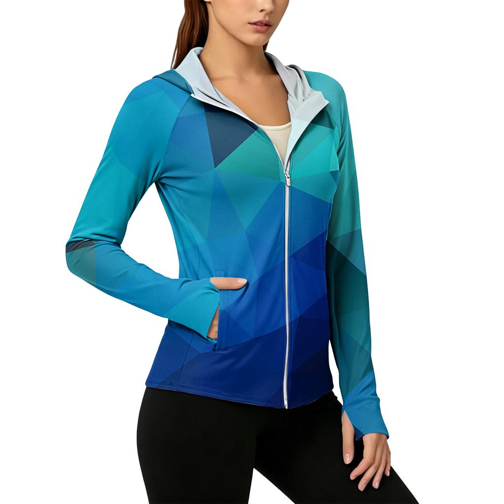 Damen Hoodie mit durchgehendem Reißverschluss, langen Ärmeln, Camouflage-Print und Fronttaschen, leichte Freizeit-Sonnenjacke