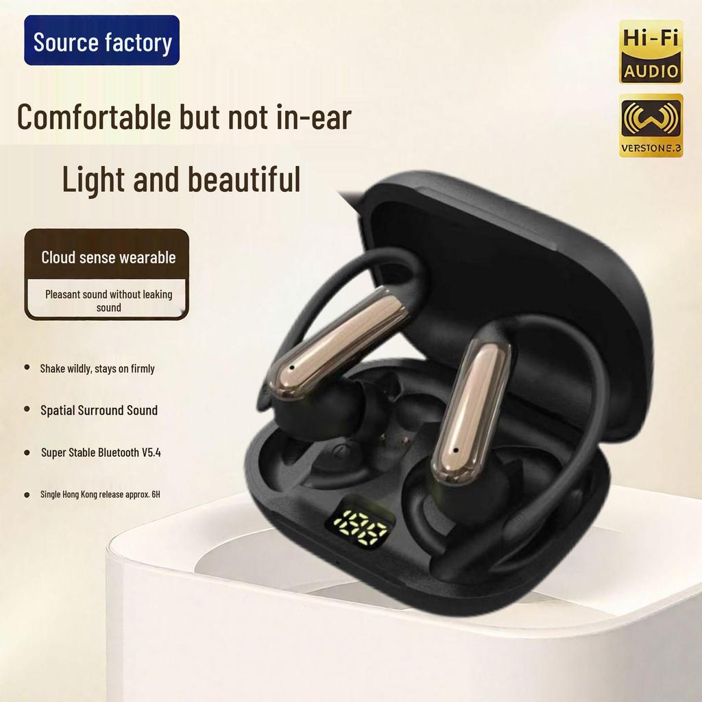 Bluetooth Clip-on Earbuds with Digital Display and Long Battery Life