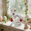 Yousheng Clear Faux Crystal Bunny Figurine 2D Flat Acrylic Rabbit Table Sign for Home Office Garden Patio Desktop Decoration