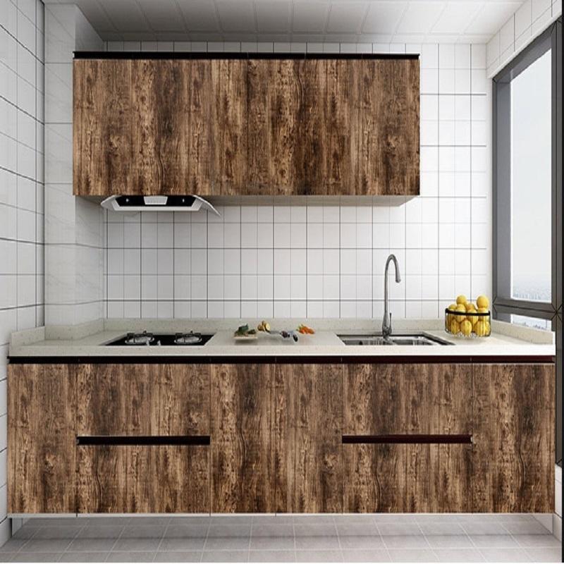 Wasserabweisende Holz-Vinyl-Wandverkleidung Rolle Selbstklebende Dekor Kontaktpapier Türen Schrank Schreibtisch Moderne Möbel Dekorativer Aufkleber