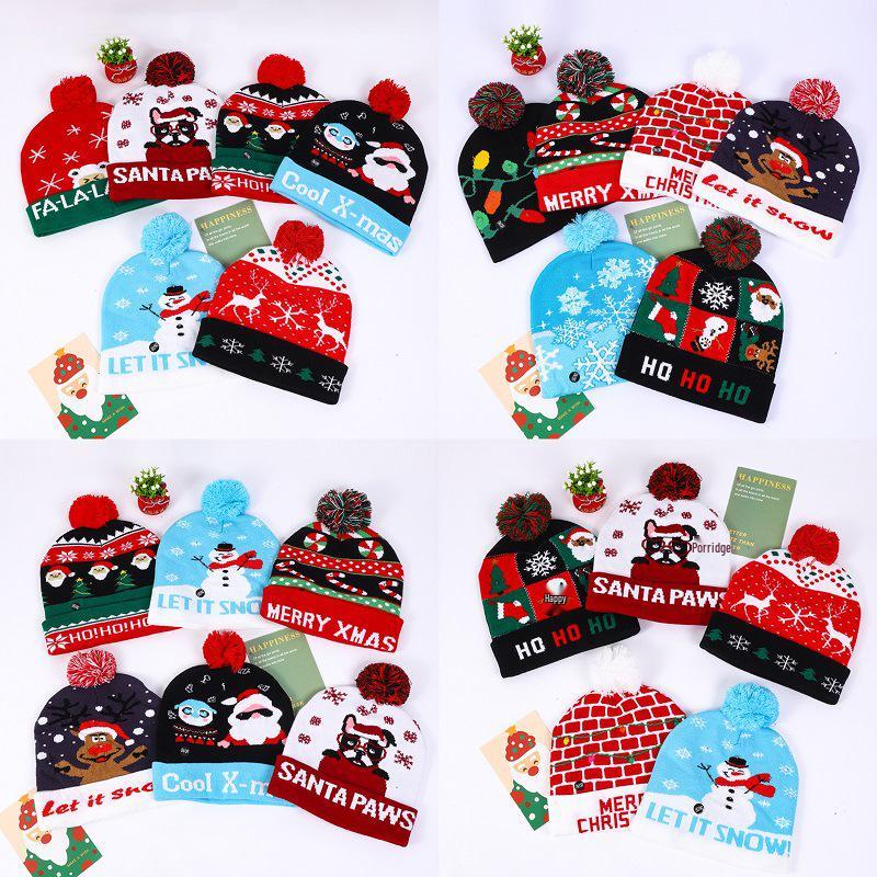 LED Light-Up Knit Christmas Hat - Colorful Winter Wool Hat for Adults & Children