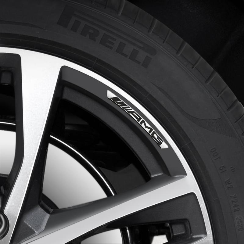 2025 Hot 4pcs Car Wheel Hub Sticker Tire Rim Metal Alloy Strips For Mercedes Benz AMG W206 W204 W205 W212 W213 W221 W222 W223 W2