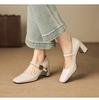 Sheepskin Simple Commuter Professional High Heels Square Head Strap Single Shoe 6.5CM