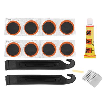 Mini-Reifenreparaturset mit selbstklebenden Flicken, Reifenhebern und Fahrradreifen