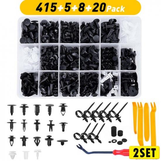 1/2set 415x Plastic Rivets Bumper grille Push Pin Clip+Fastener Retainers Remove