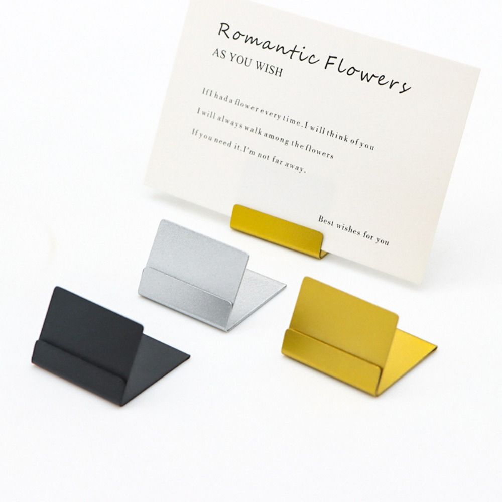 Gold Silver Name Card Holder L Shape Price Tag Clip Elegant Tabletop Card Holder  Event Decoration
