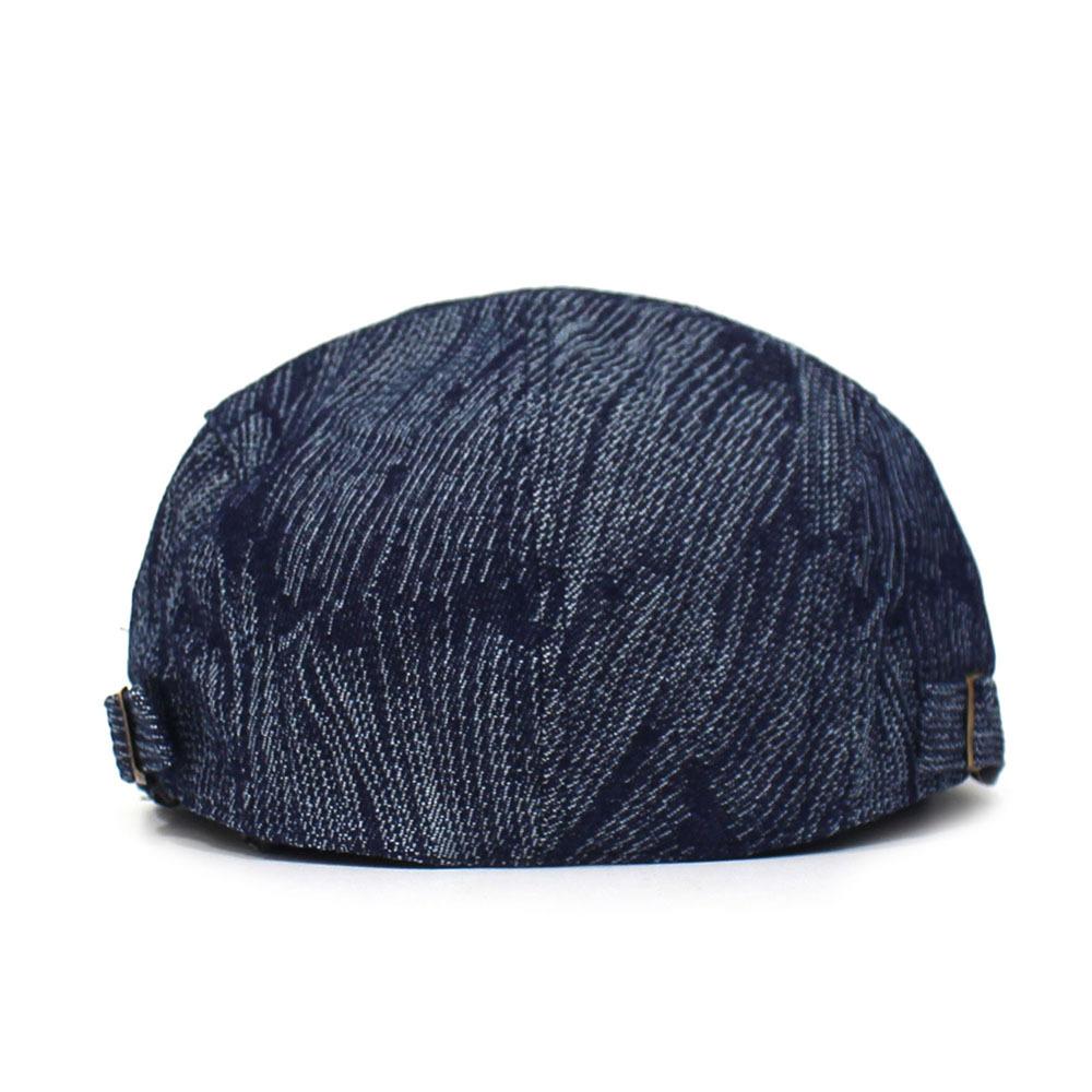Fashion Cotton Jacquard Denim Beret British Vintage Versatile Forward-Facing Cap Striped Duckbill Cap Men's Trendy