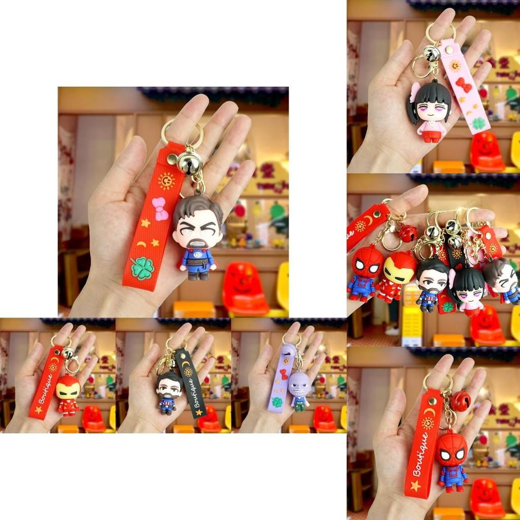 Adorable Marvel Cartoon Spiderman Couple Keychain Rubber Key Accessories