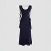 Women's Clothing Summer High-end Mesh Exquisite Dress, Swinging Collar Backless Streamer Design, Slim and Thin Temperament Long Dress
