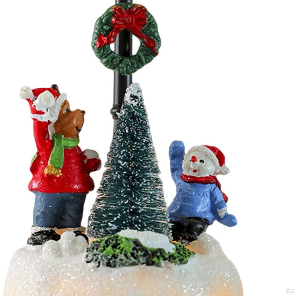 Christmas Village Scene Lamp Post Figurine Decorative Statues Xmas Accessories Lighted