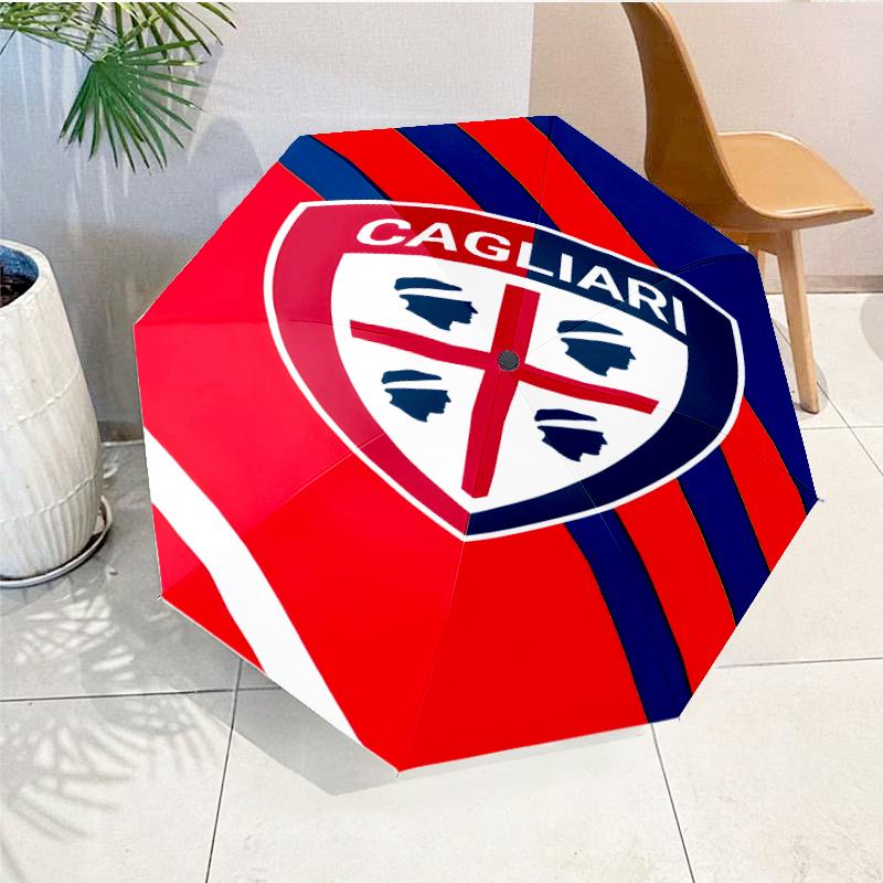 Football Cagliari Design Automatic Folding Umbrella - 8-Rib Travel Umbrella with Auto Open/Close & Portable, Gift for Christmas, Birthdays