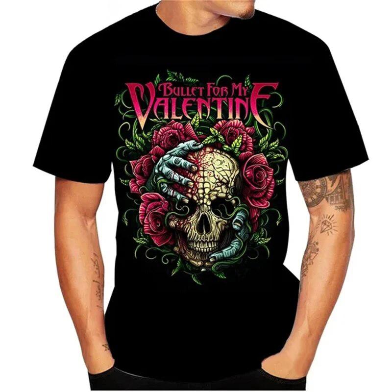Rock Band Bullet For My Valentine T-shirt Stampate 3D Uomo Donna Moda Oversize Manica Corta T-shirt Magliette da Uomo Top Abbigliamento Uomo