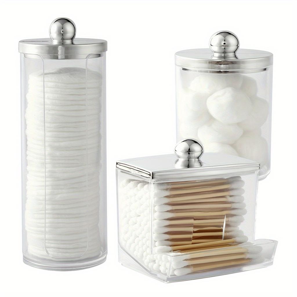 3 Pcs Qtip Holder Dispensers Storage Box Bathroom Organizers Containers for Cotton Ball/Cotton Swab/Cotton Round Pads