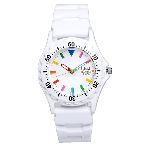 

Citizen Q&Q Watch, 10 ATM Water Resistant, Color Watch, Rubber, White Multi, Diver s Design