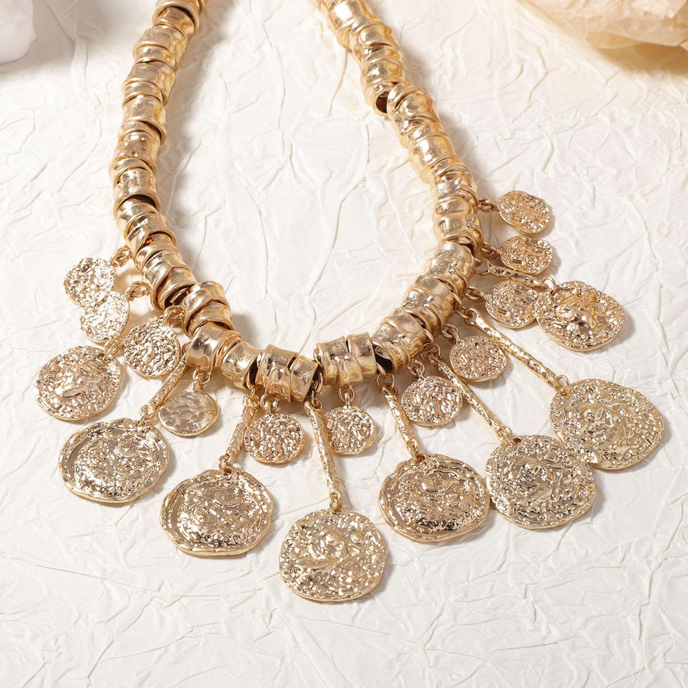 Irregular, geometric tassel pendant, alloy women s necklace, retro, trendy, niche creative design sense золотой