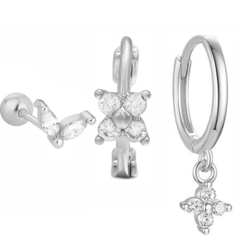 New Design Stainless Steel Cubic Zirconia Chain Hoop Earring For Women Star Moon Pendant Cartilage Earring Piercing Jewelry