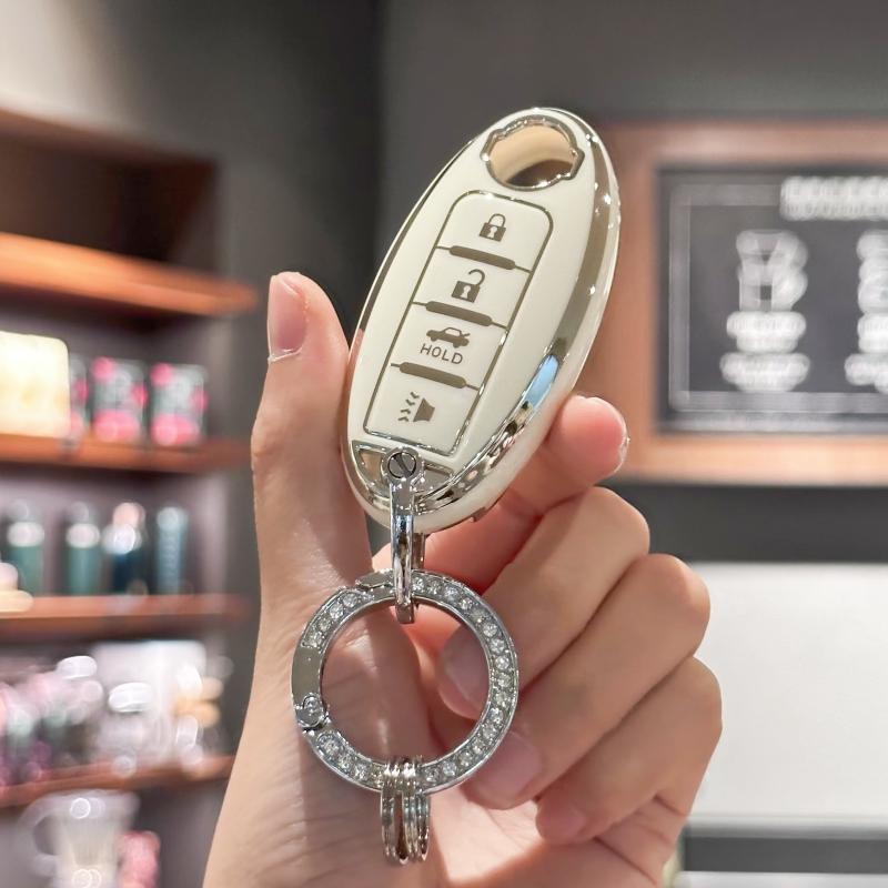 TPU Schlüsselanhängerhülle mit Schlüsselring-Lanyard für Nissan Altima Coupe Armada GTR Maxima Murano Cross CABRIOLET Rogue Versa