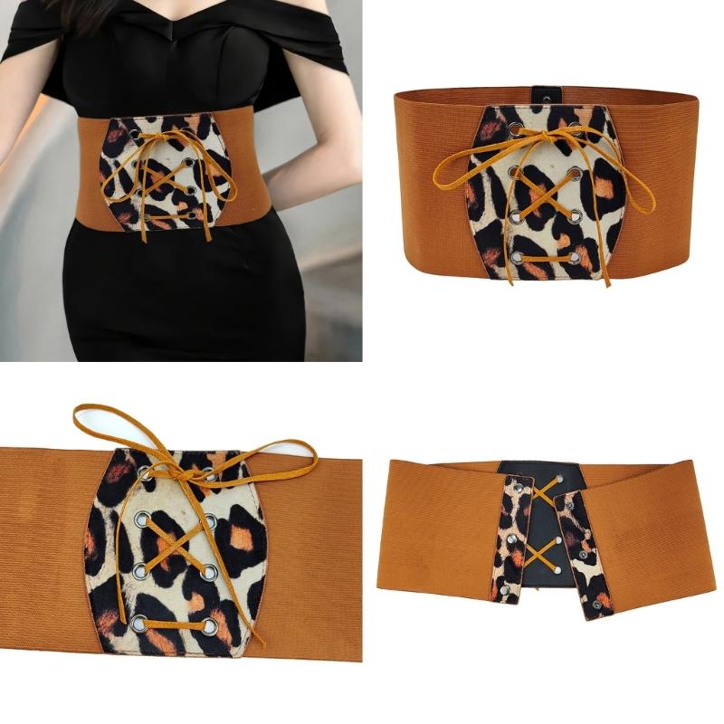 Girls Trendy Waist Belt Leopard Print Costume Underbust Jewelry Waist Body Jewelry for Party Jeans Belt Cowboy Chain
