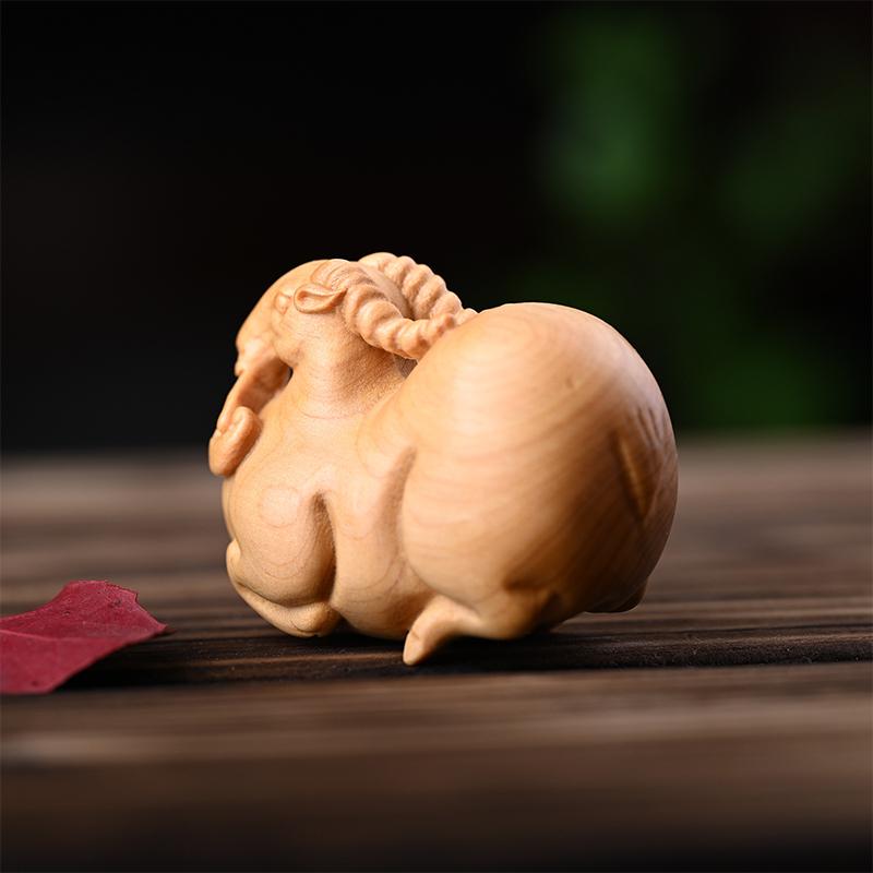 2027 Year of the Sheep Artistic Wooden Figurine for New Year Decorations