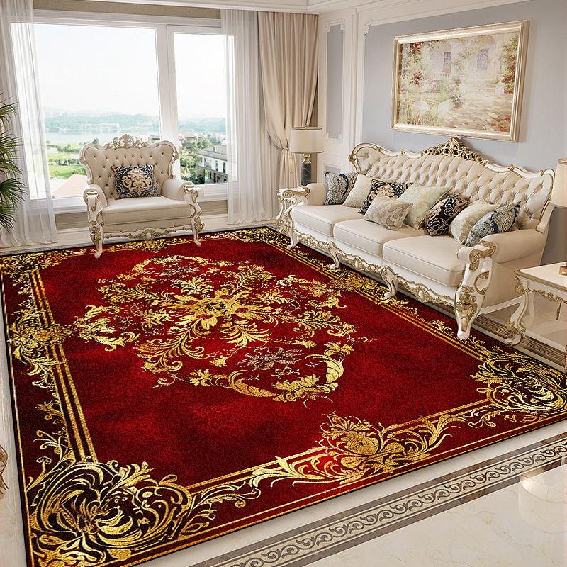 Luxurious Retro Rugs for Living Room European Style Sofa Area Non-Slip Floor Mat Bedroom Cloakroom Soft Carpet