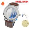 35mm NH34 dial GS surface sunburst dial NH35 dial mechanical watch case hands set S logo for Seiko mod