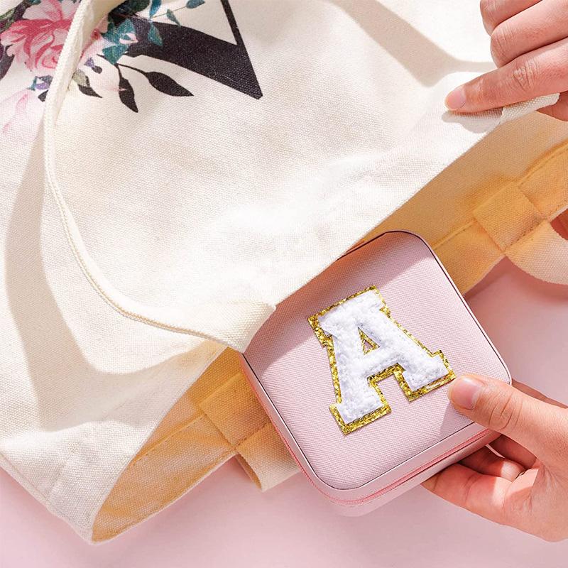 1PC Personalized Portable Jewelry Box for Women Girls Jewelry Case Small Jewelry Storage Pink Initial Letter