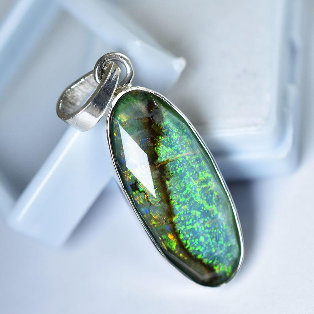 Natural Opal Pendant 20.4 ct Oval 925 Sterling Silver October Birthstone for Gem Collections