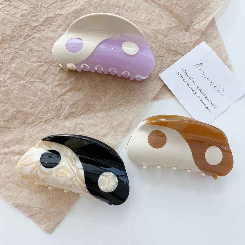 Muweordy Taichi Yin Yang Hair Clip Geometric Acetate Hair Claws Semicircle Colorful Crab Claw Barrette Hair Accessories